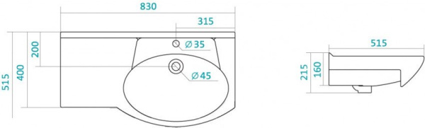 Раковина Bellezza Коралл-82 4620000142379 левая